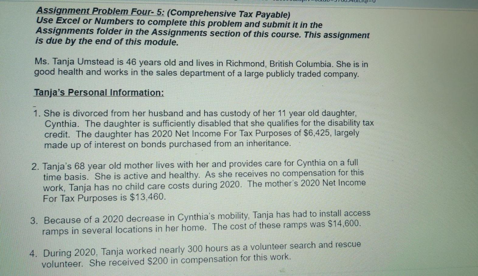  can anyone answer this please Assignment Problem Four-5: (Comprehensive Tax Payable)
