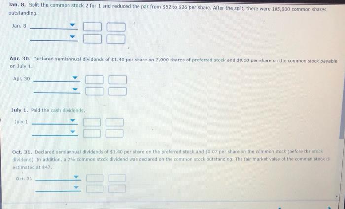 Ferry Boating Corporation during the current fiscal year are as follows. Journalize