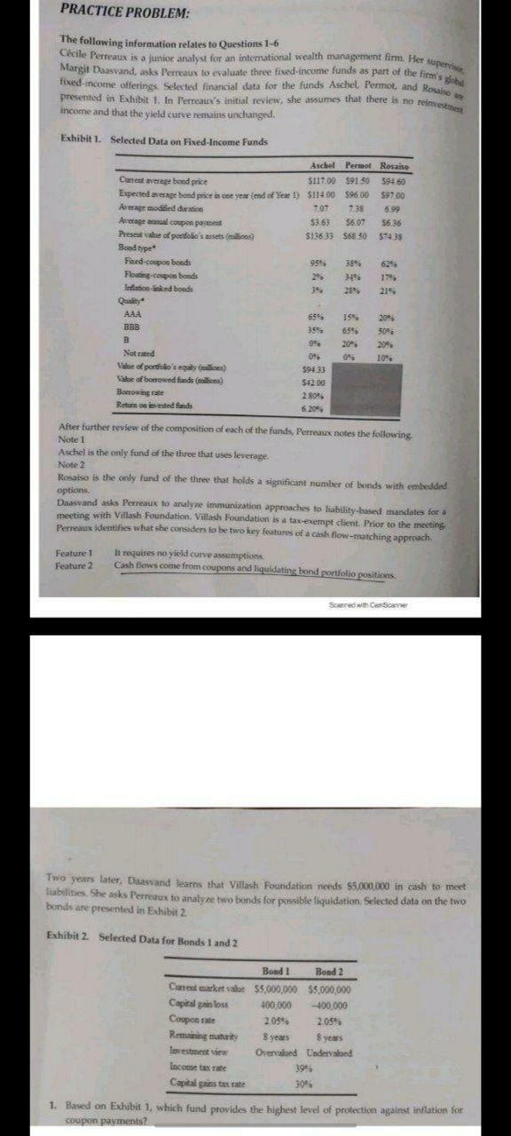  PRACTICE PROBLEM: Ccile Perreaux is a junior analyst for an integrational
