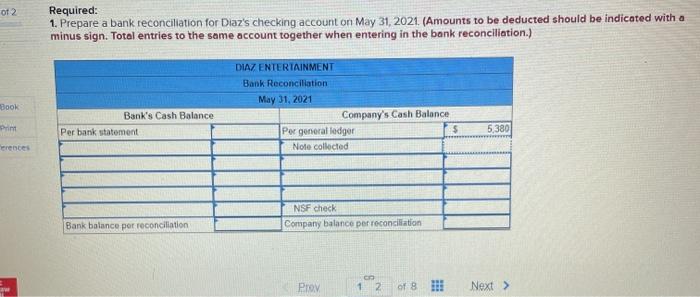 the bank reconciliation.) May 1, 2021, to May 31, 2021 Cash Balance
