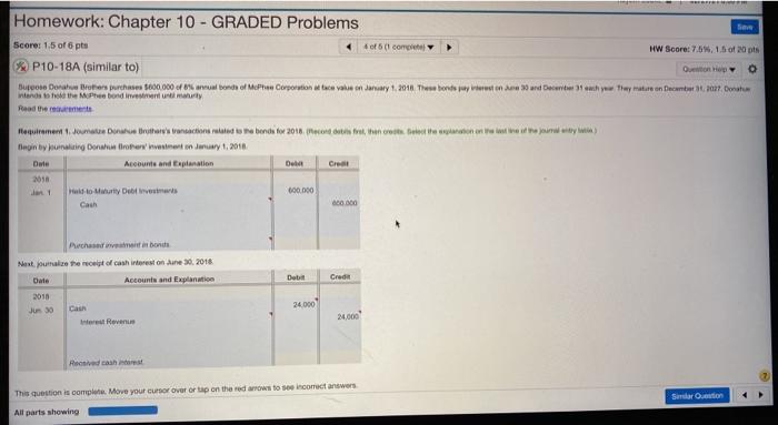  Homework: Chapter 10 - GRADED Problems Sim Score: 1.5 of 6