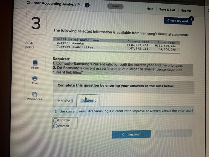 Check my work 3 The following selected information is available from Samsung's
