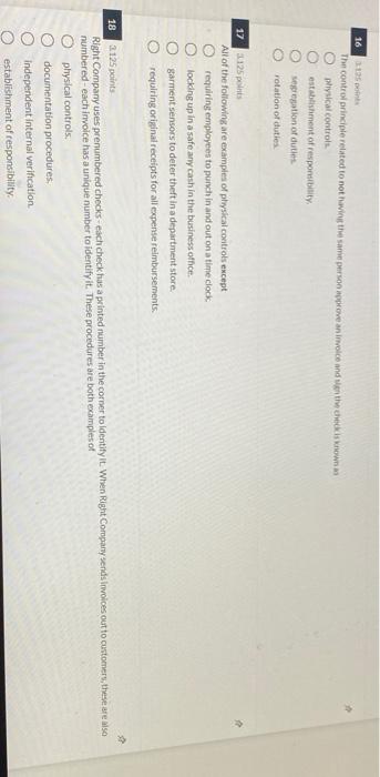  16 The control principle related to not having the same person