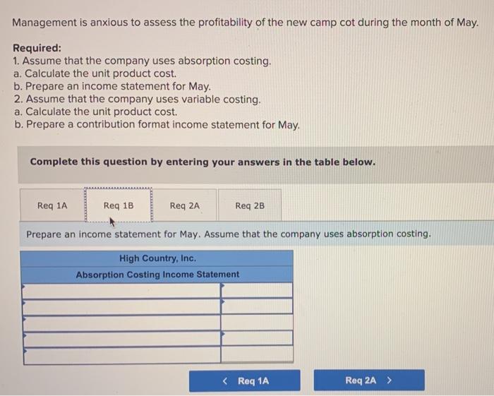 High Country, Inc, produces and sells many recreational products. The company has
