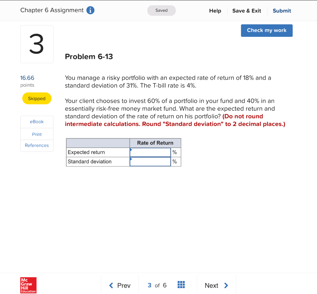  Chapter 6 Assignment i Saved Help Save & Exit Submit Check
