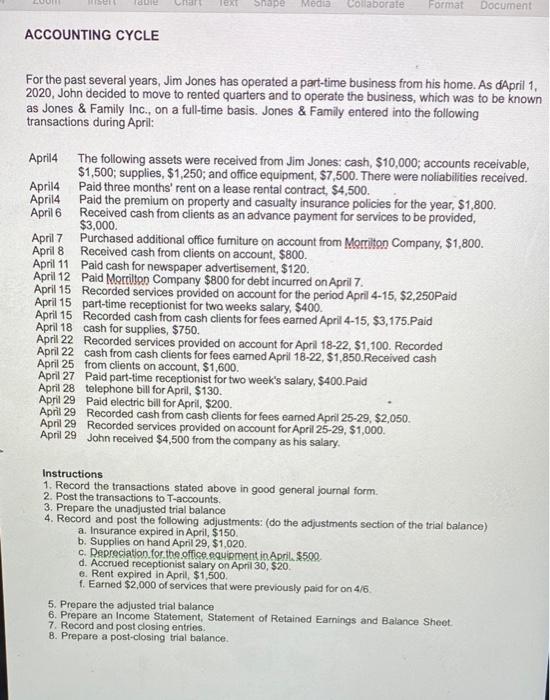  TEXT Shape Media Collaborate Format Document ACCOUNTING CYCLE For the past
