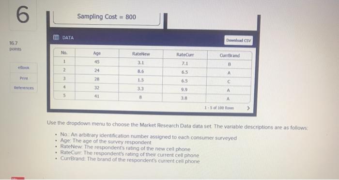  6 Sampling Cost = 800 DATA Download CSV 167 points No.