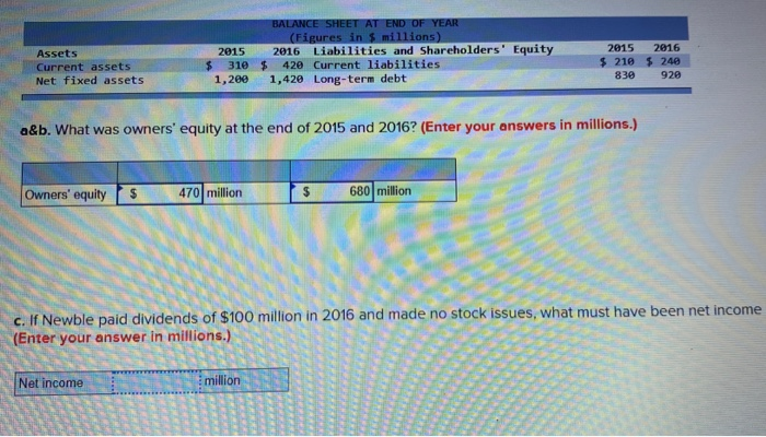 Assets Current assets Net fixed assets BALANCE SHEET AT END OF