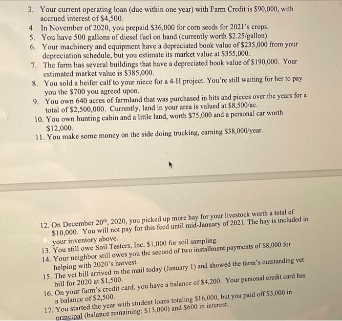 your financial records. It is January 1, 2021, and you are putting