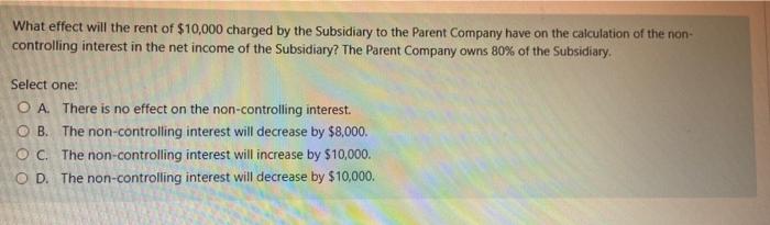 investment in a subsidiary in its internal accounting records, which of the
