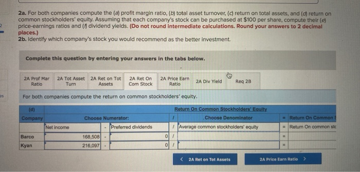 statements of two companies competing in the same industry follows. Barco Company
