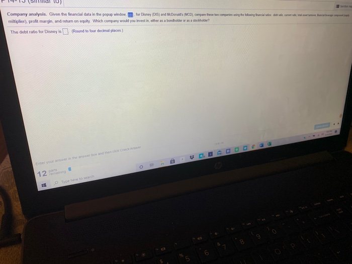  Company analysis. Given the financial data in the popup window for