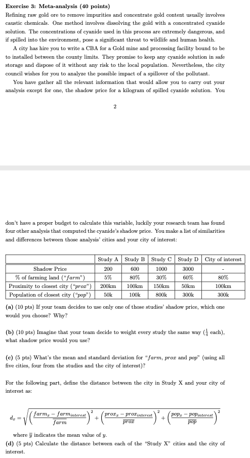  Please help. I really don't understand this question. Exercise 3: Meta-analysis