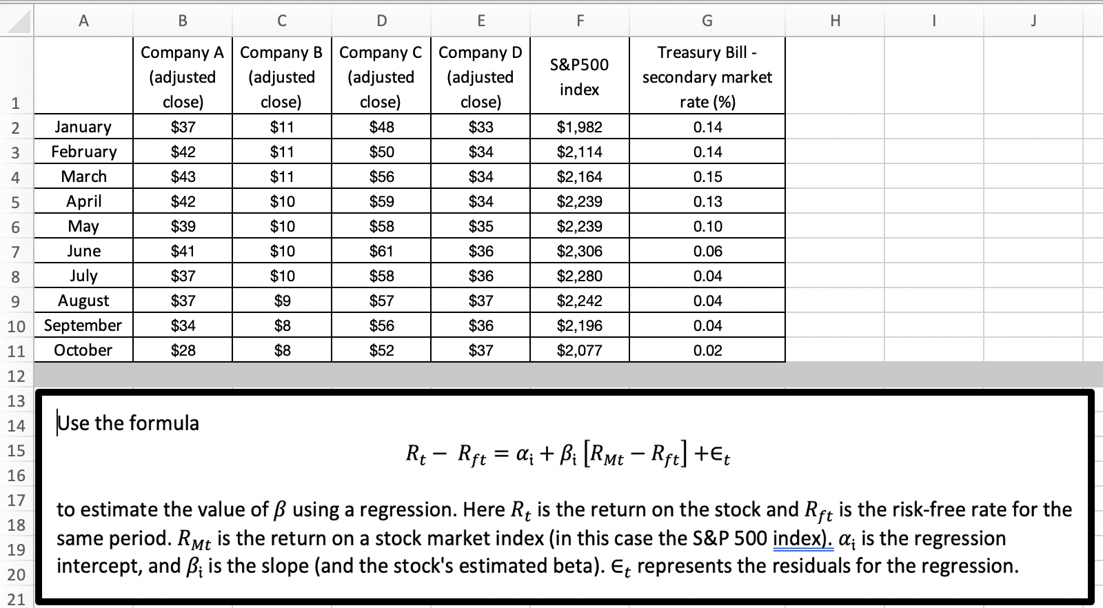 you. A B C D E F G H 1 J S&P500