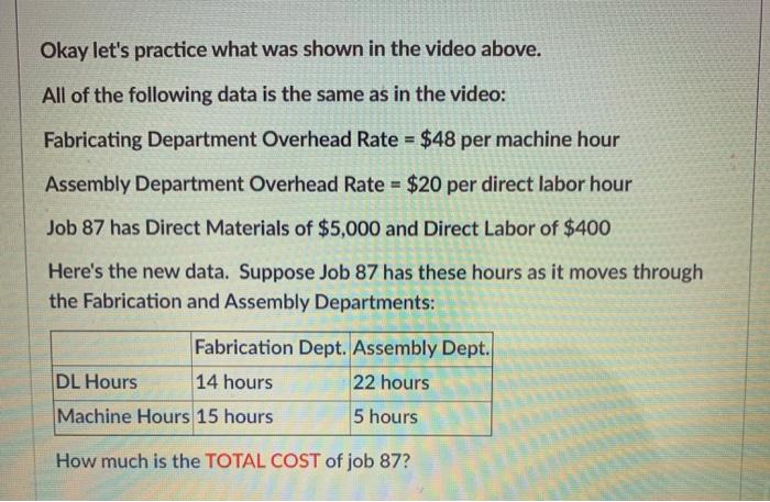  Okay let's practice what was shown in the video above. All