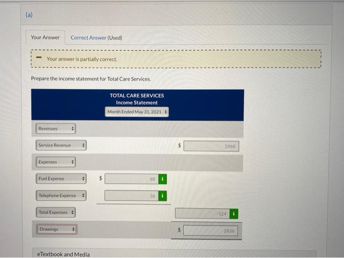 on May 1, 2021. Prepare an income statement, statement of owner's equity
