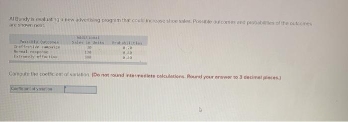  Al Bundy is evaluating a new advertising program that could increase