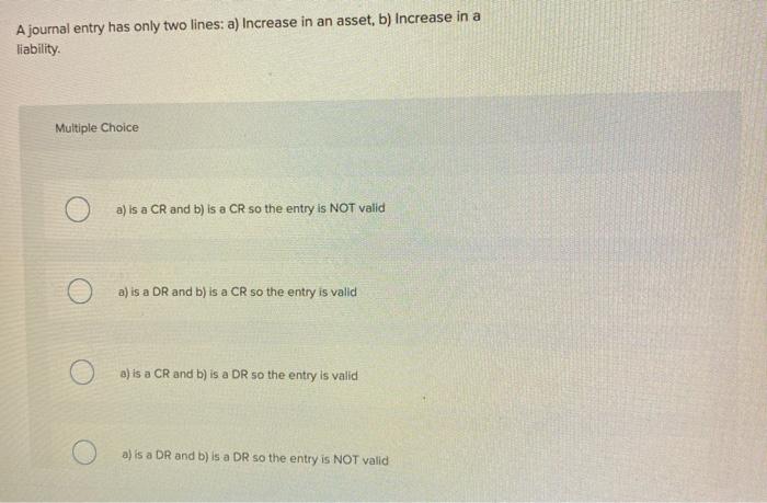 and b) is a CR so the entry is NOT valid D)