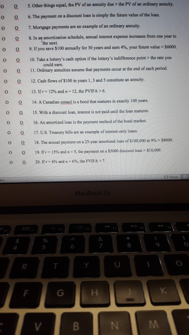 numbers 18-20 please o 0 5. Other things equal, the PV