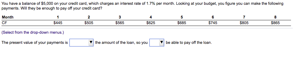 following set of cash flows, discounted at 10.2% per year? Year CF
