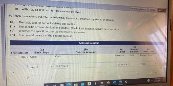 her first month of business, are as follows. Jan. 2 3 9