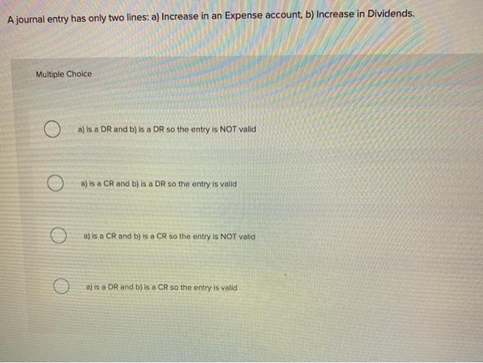 DR and b) is a CR so the entry is valid a)