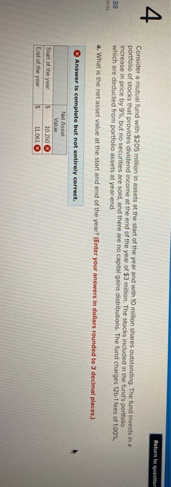  Return to question 4 88 Consider a mutual fund with $205