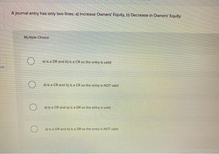 CR and b) is a DR so the entry is valid a)