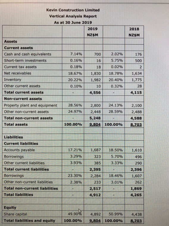 According to the Vertical Analysis Report, identify all the significant items