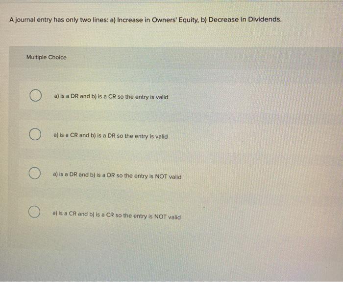 b) is a CR so the entry is valid a) is a
