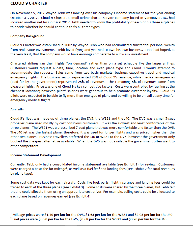  CLOUD 9 CHARTER On November 5, 2017 Wayne Tebb was looking