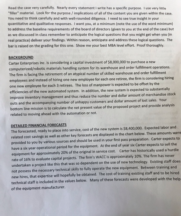  Read the case very carefully. Nearly every statement I write has