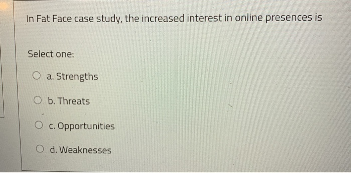  In Fat Face case study, the increased interest in online presences