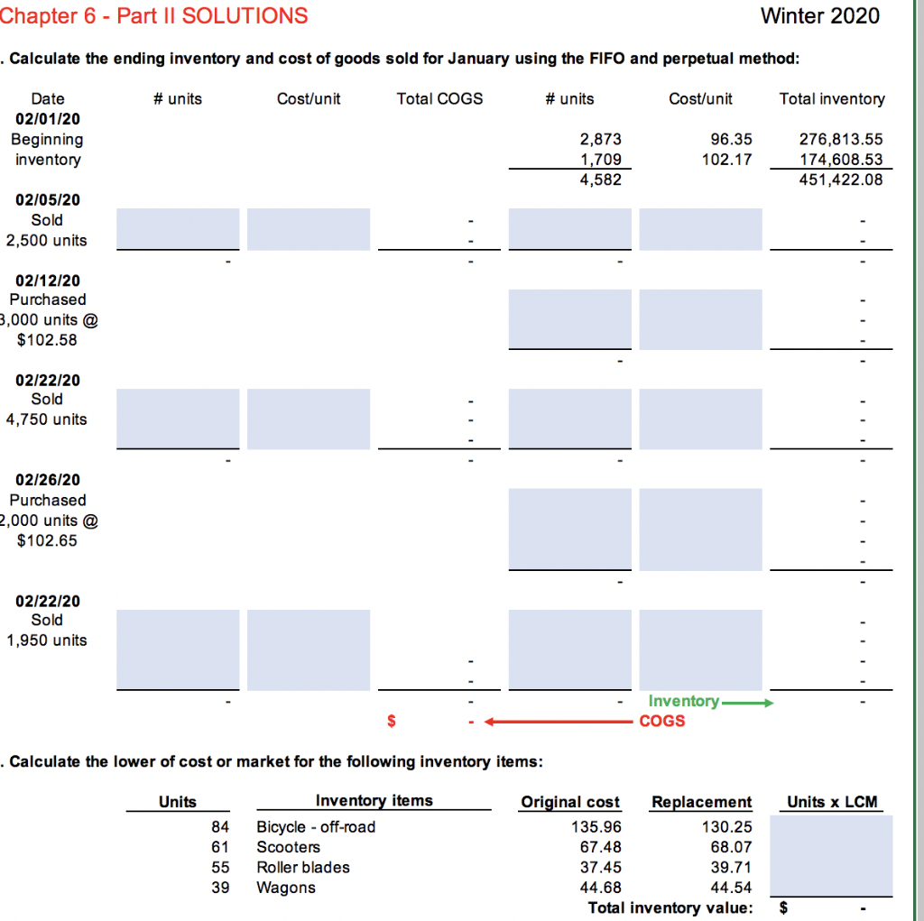 Chapter 6 - Part II SOLUTIONS Winter 2020 . Calculate the