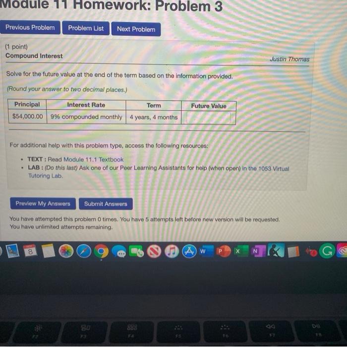  Module 11 Homework: Problem 3 Previous Problem Problem List Next Problem