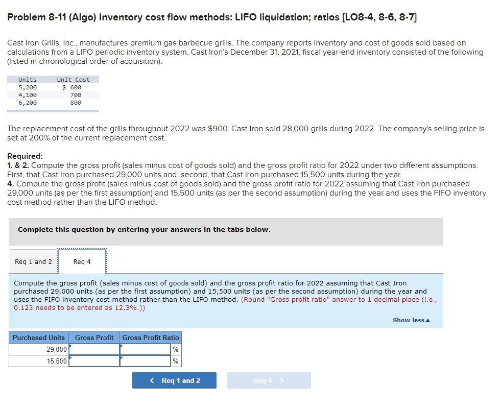 8-6, 8-7] Cast Iron Grills, Inc., manufactures premium gas barbecue grills. The