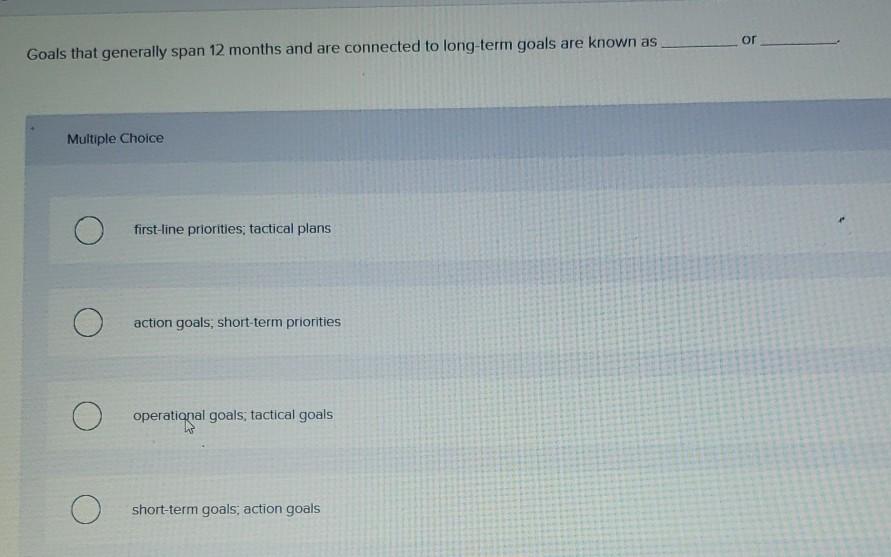  or Goals that generally span 12 months and are connected to