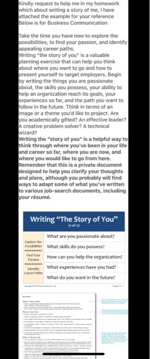 a story of me, I have attached the example for your re