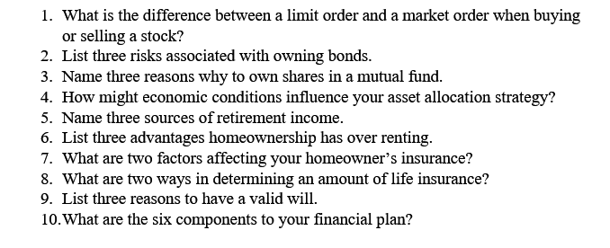  1. What is the difference between a limit order and a