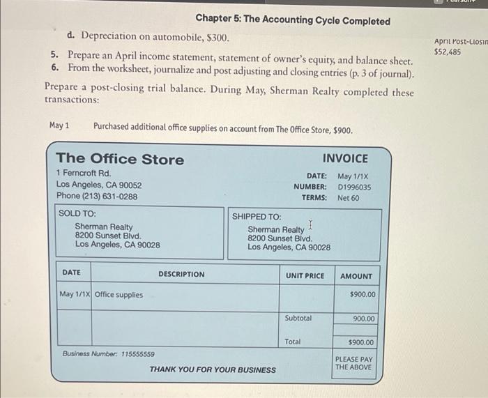 30 Received advertising bill for April, $700, from Tampa Herold. The bill
