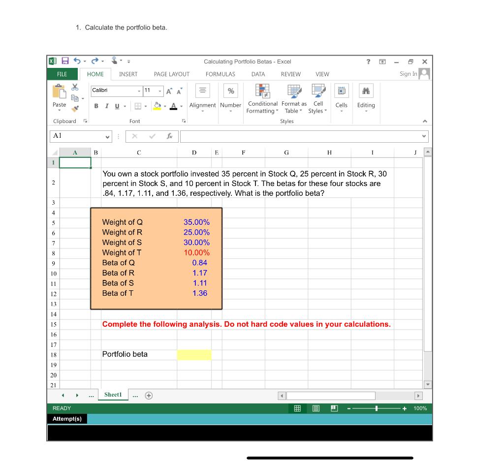 stocks. X 5 ? Calculating Retums and Standard Deviations - Excel PAGE