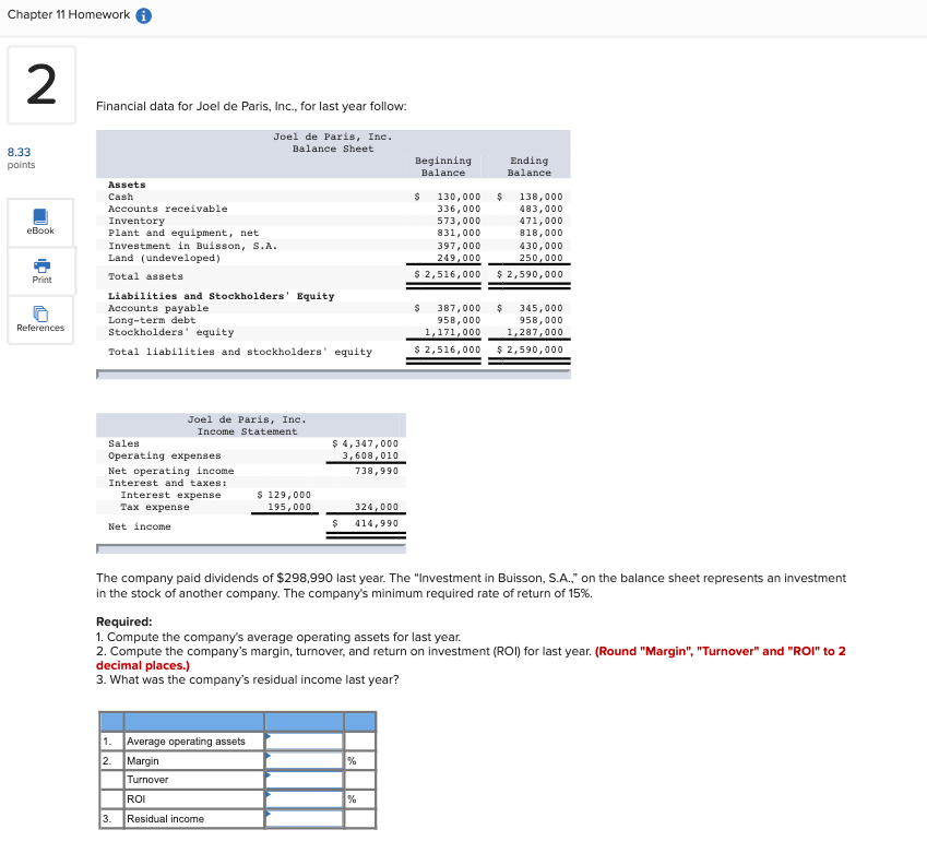 PLEASE COMPLETE REQUIRED 1, 2, AND 3. Chapter 11 Homework 2