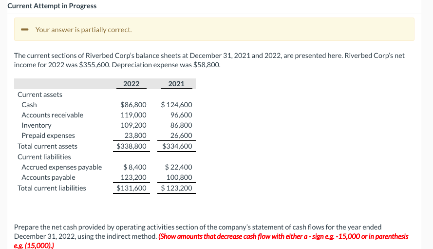  Current Attempt in Progress Your answer is partially correct. The current