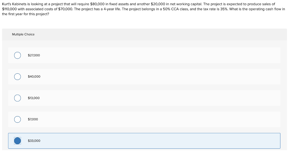  Kurt's Kabinets is looking at a project that will require $80,000