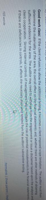  Good work class! If the client refuses to allow the additional