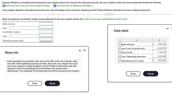 please asisst me so I understand Suppose Wheatum is considering discontinuing its