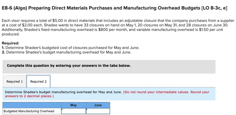 May are 85 and 50 units, respectively. Ending finished goods inventory for