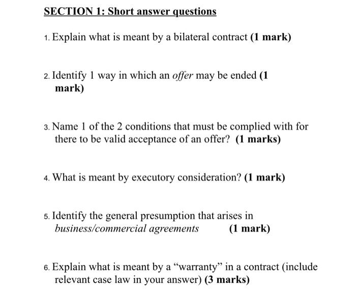  SECTION 1: Short answer questions 1. Explain what is meant by