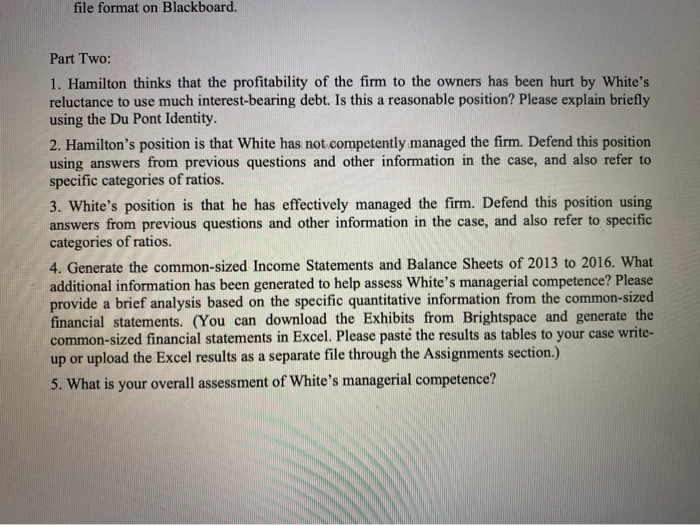  file format on Blackboard. Part Two: 1. Hamilton thinks that the