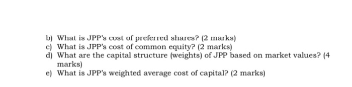 marks) Below is the balance sheet (book value) for JP Products Inc.